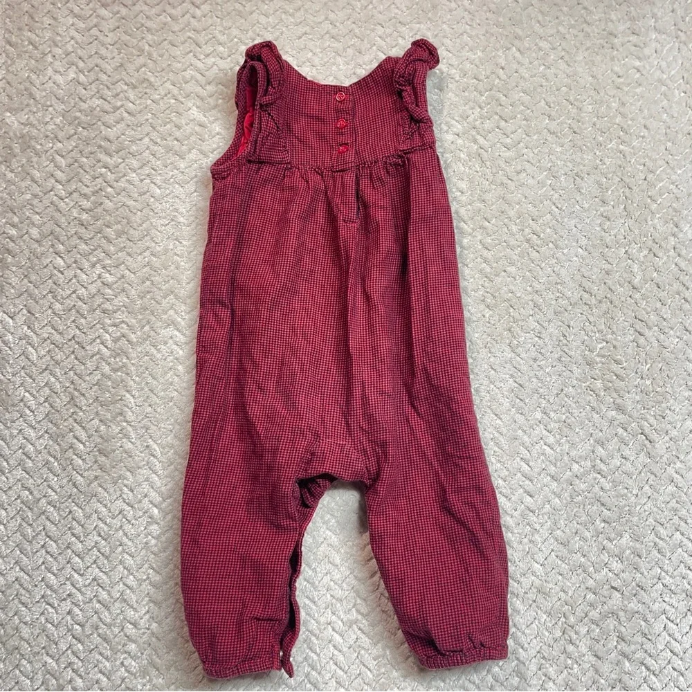Baby‎ Gap Red Black Houndstooth Embroidered Flutter One-Piece 6-9 months